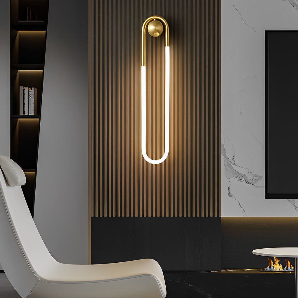 Oval Loop Wall Sconce, Brushed Copper Minimalist Wall Light