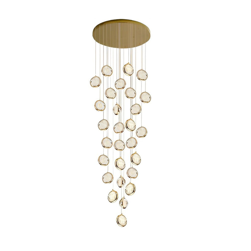 Crystal Cluster Staircase Chandelier, Stainless Steel LED