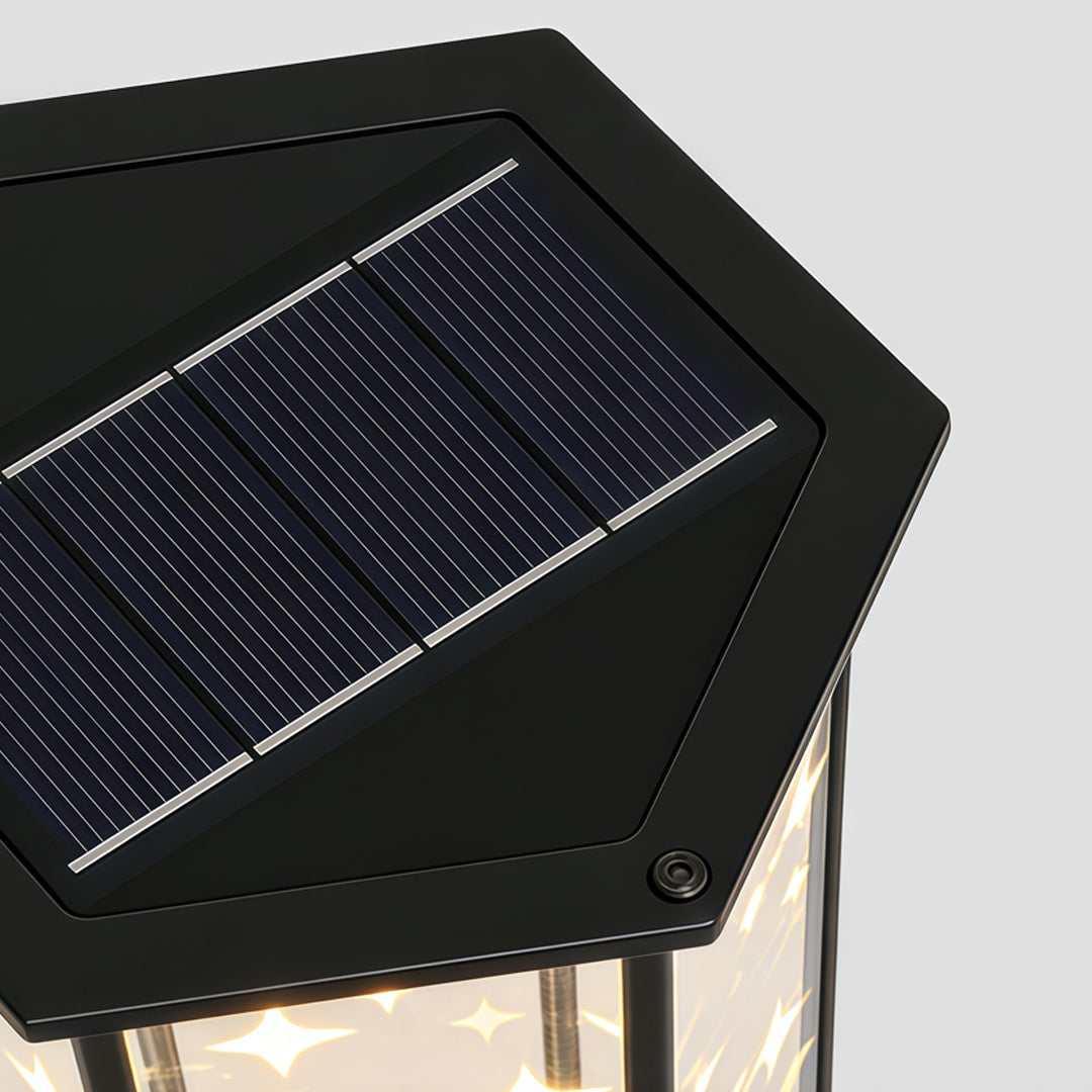 Column Solar Bollard Light, Black Aluminum Landscape Path Light