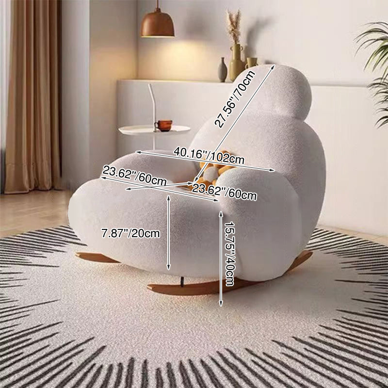 Modern Minimalist Curved Lambswool Solid Wood Rocking Chair Backrest Armrest For Living Room