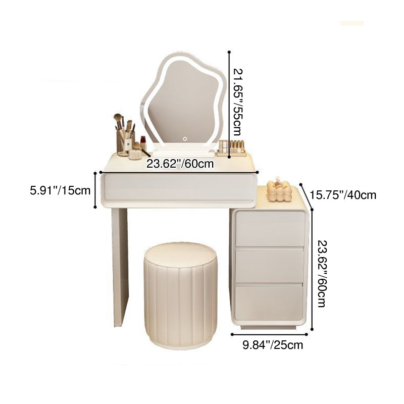 Modern Minimalist Rectangular Cat's Paw Leather Solid Wood Makeup Vanity 5-Drawer For Bedroom