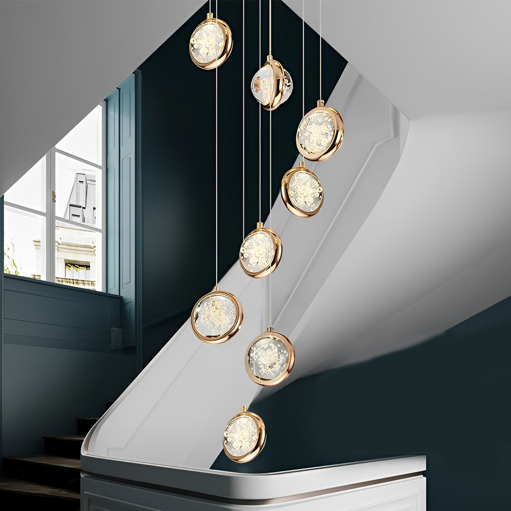 Crystal Cluster Staircase Chandelier, Stainless Steel LED