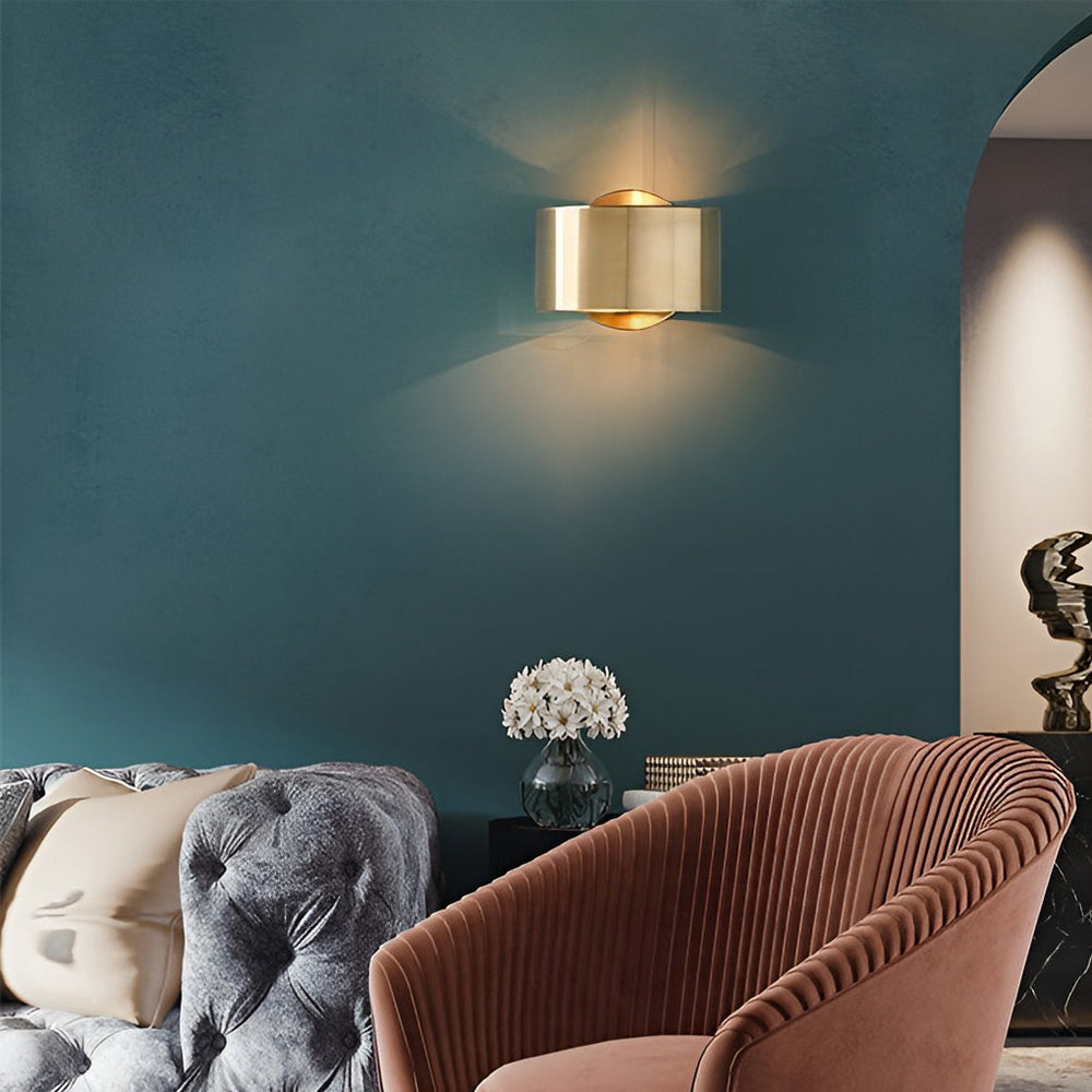 Curved Band Wall Sconce, Brushed Gold Up and Down Light