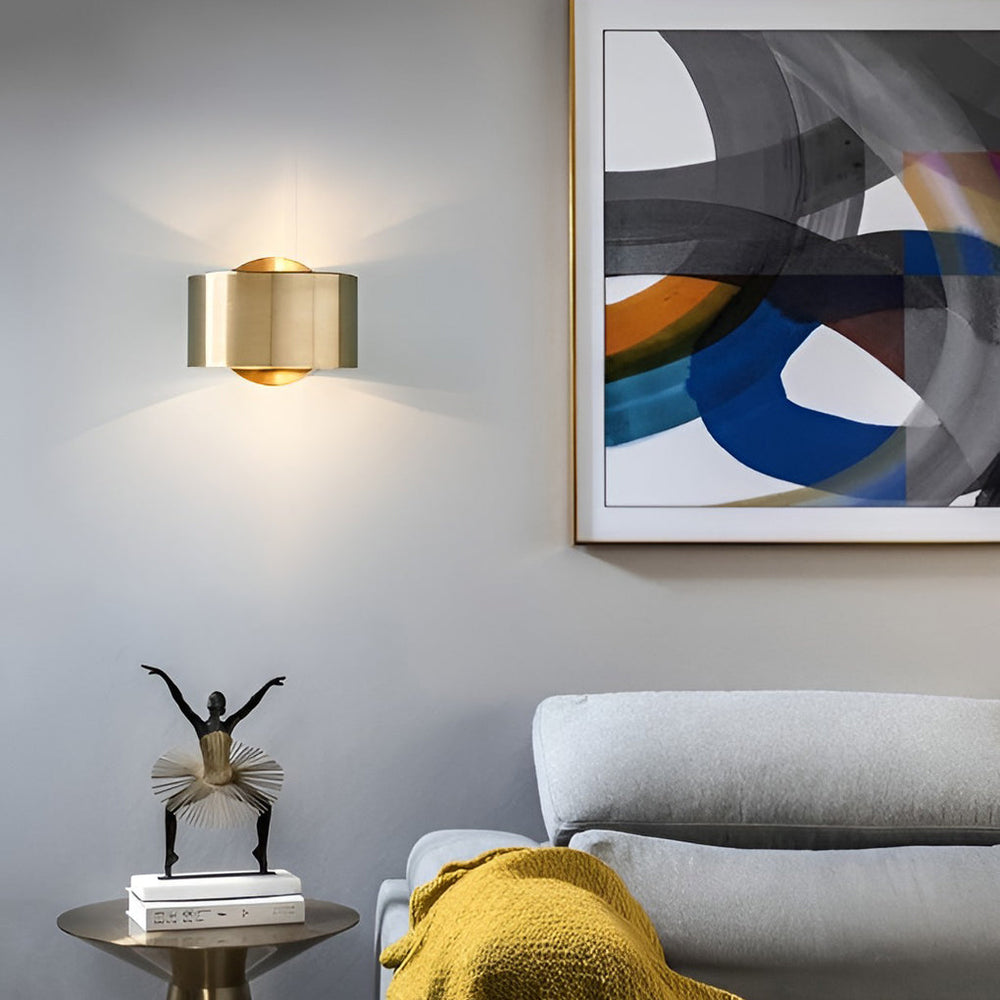 Curved Band Wall Sconce, Brushed Gold Up and Down Light