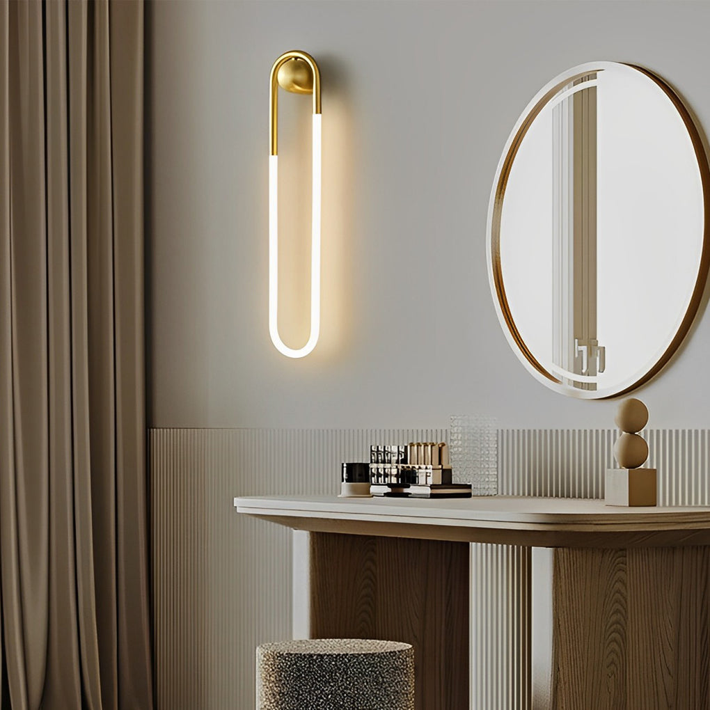 Oval Loop Wall Sconce, Brushed Copper Minimalist Wall Light
