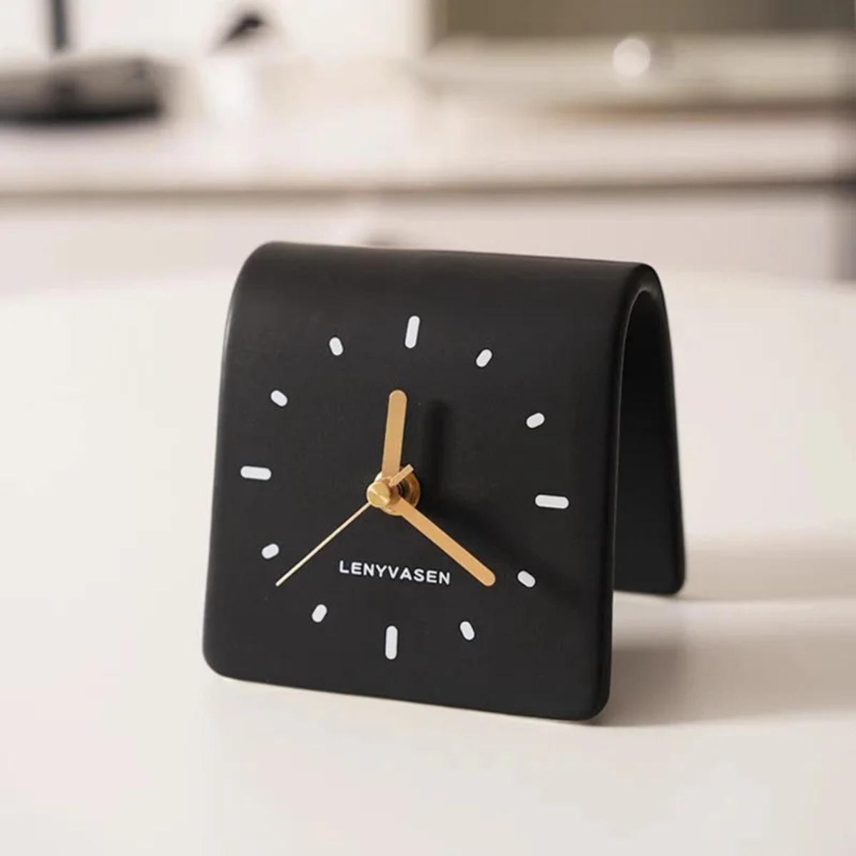 Ceramic Desk Clock, Silent Minimalist Square Table Clock