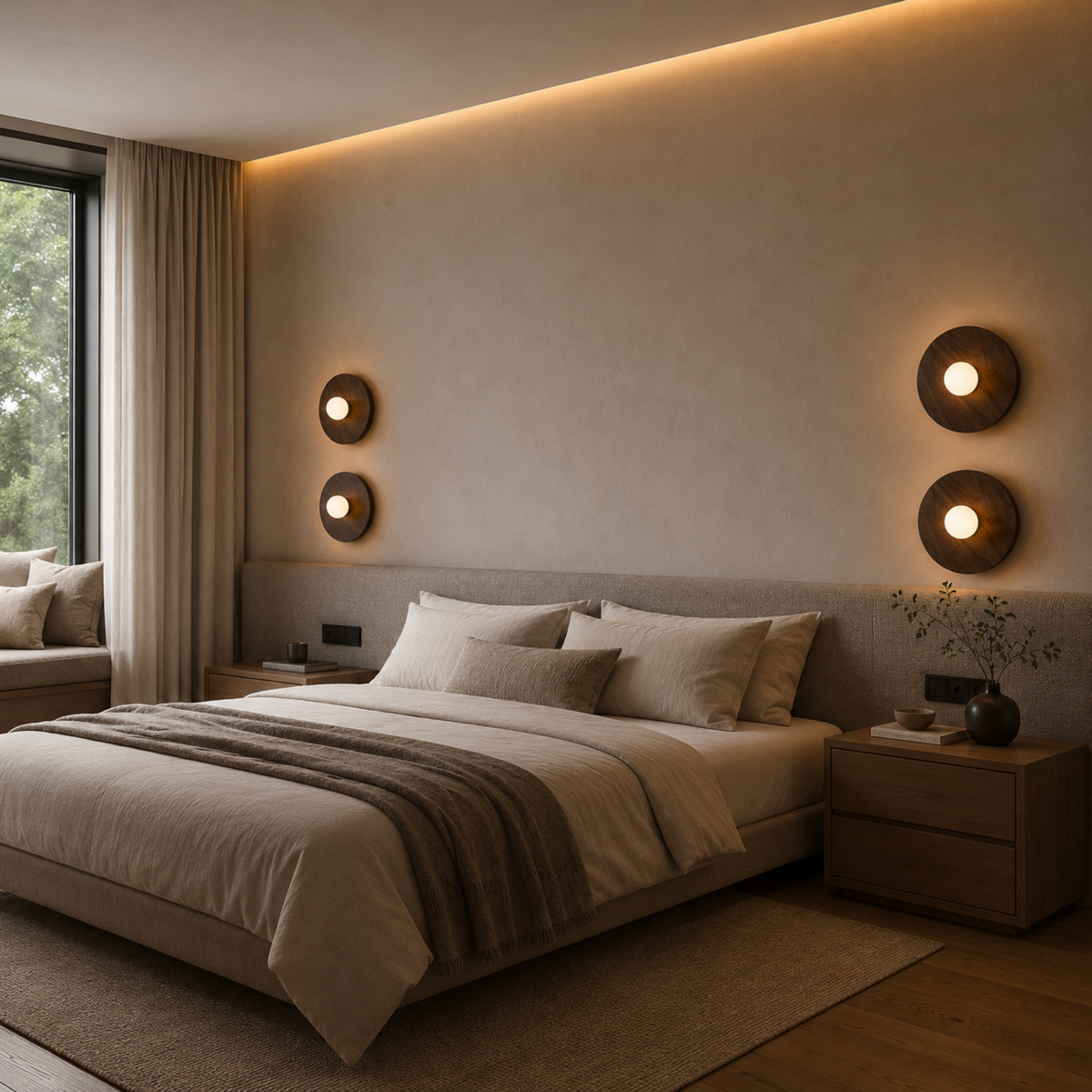 Solid Walnut Wood Wall Sconce with Glass Globe, Nordic