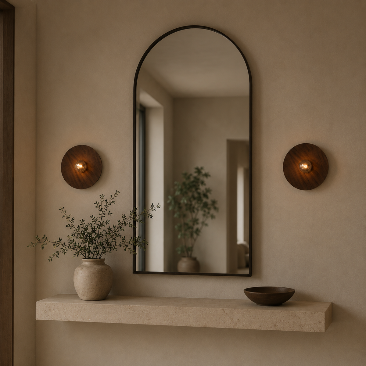 Solid Walnut Wood Wall Sconce with Glass Globe, Nordic
