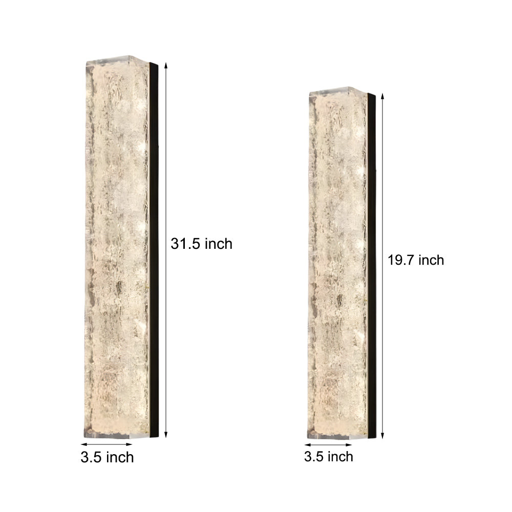 Ice Resin Wall Sconce, Brass Frame Rectangular Wall Light