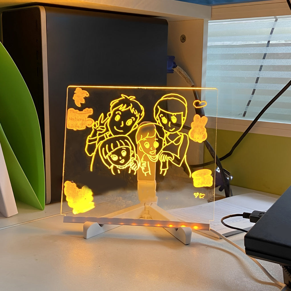 Set of 2 Glow Message Board Lamps, Acrylic Writable LED Table Lamp 3