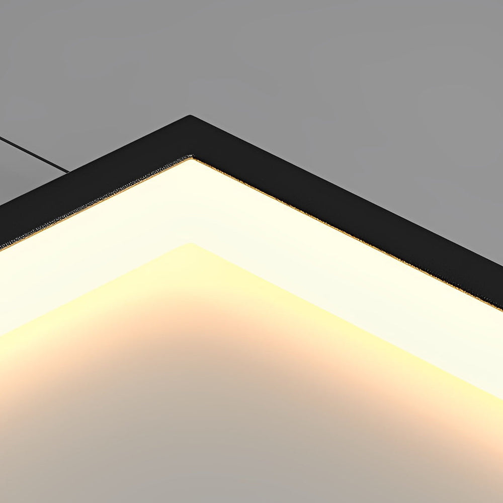 Rectangular Frame Stair Chandelier, Black Aluminum LED
