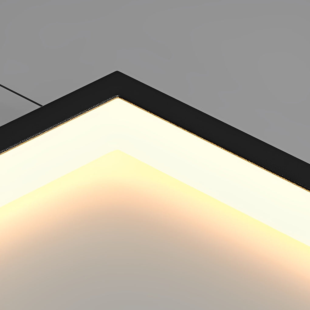 Rectangular Frame Stair Chandelier, Black Aluminum LED