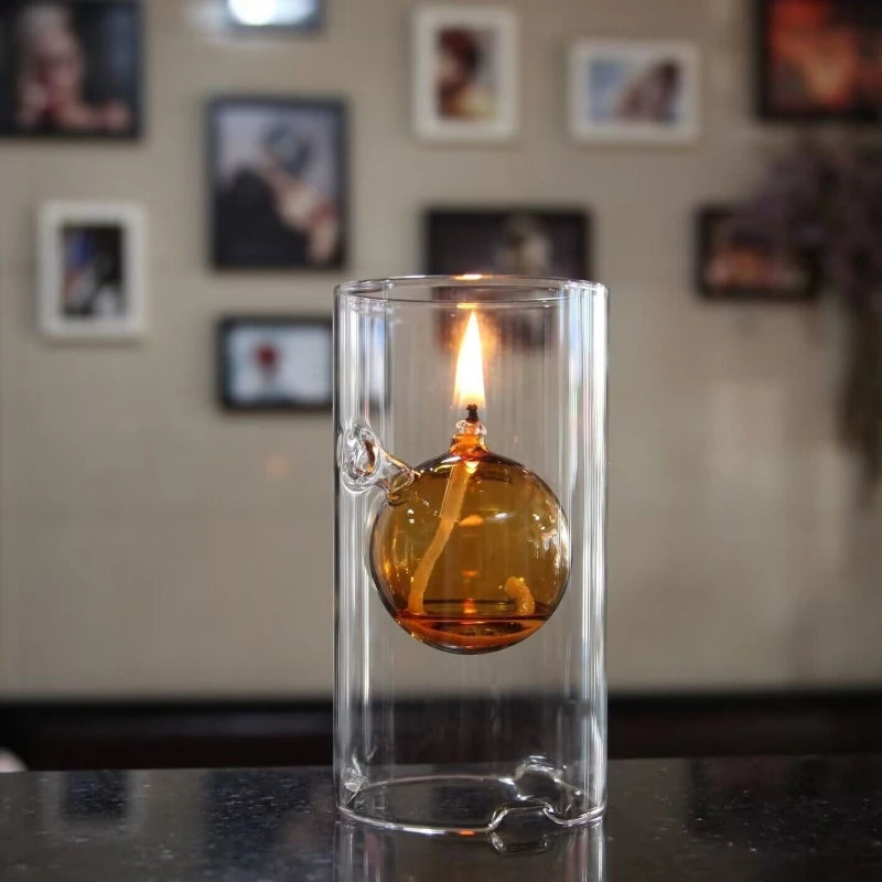 Vintage Glass Hurricane Candle Lamp
