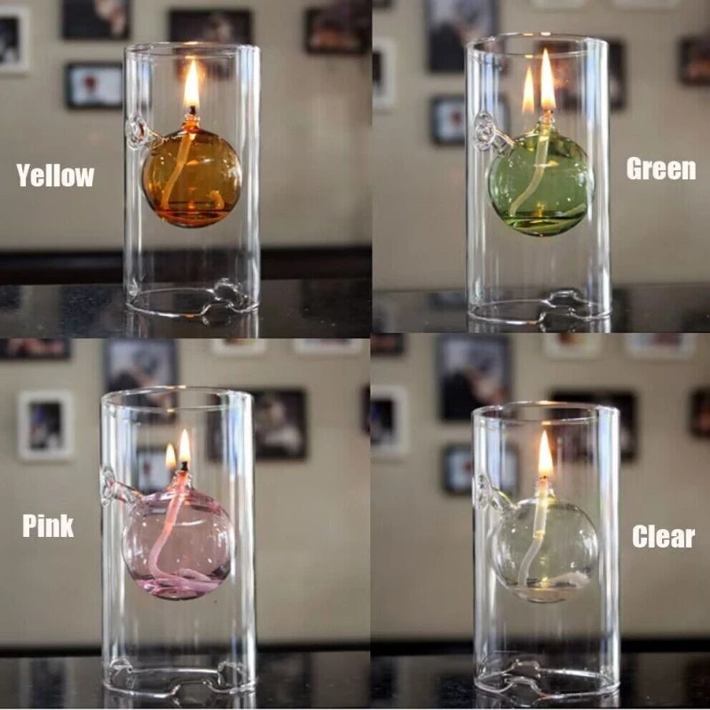 Vintage Glass Hurricane Candle Lamp