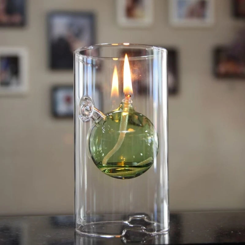 Vintage Glass Hurricane Candle Lamp