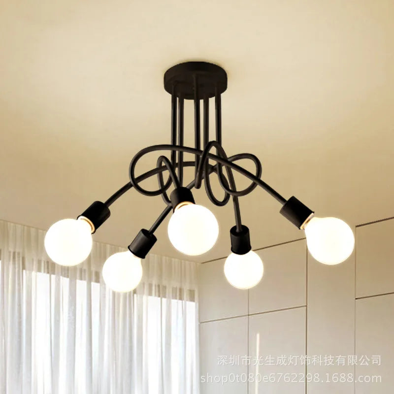 Wrought Iron Retro Cage Chandelier