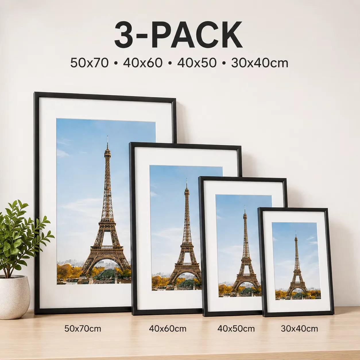 Black Aluminum Gallery Frame Set of 3