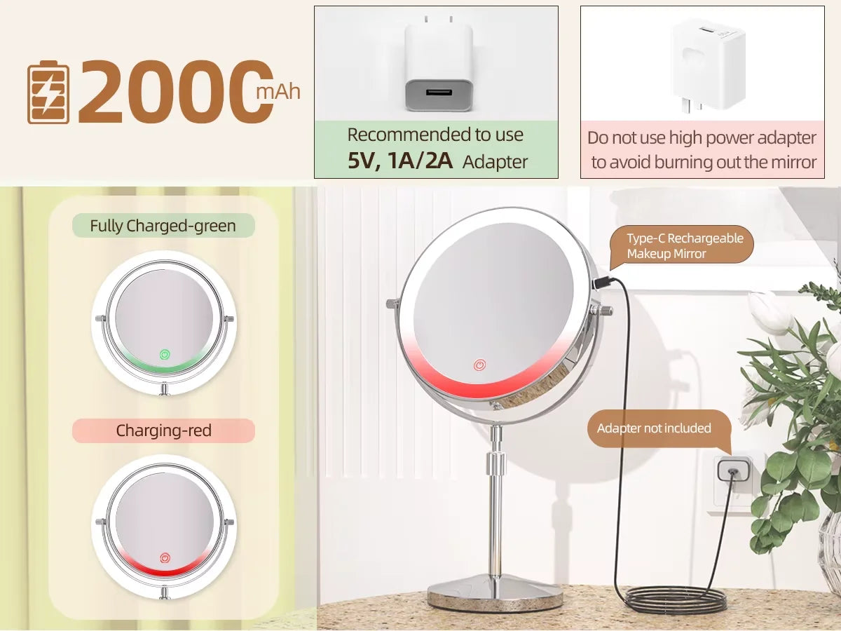 Lighted Makeup Mirror with 1X/10X Magnification, HD Tabletop