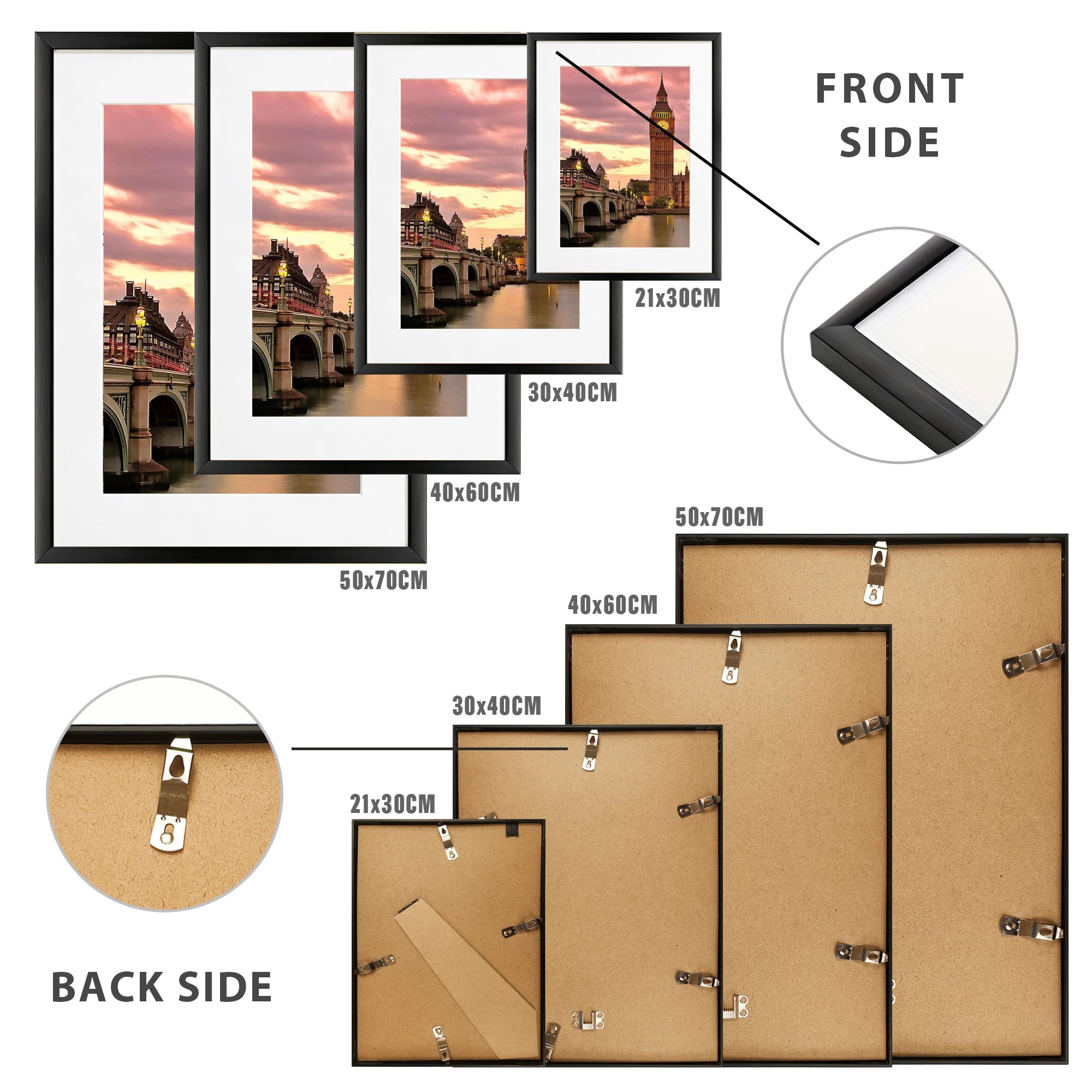 Black Aluminum Gallery Frame Set of 3