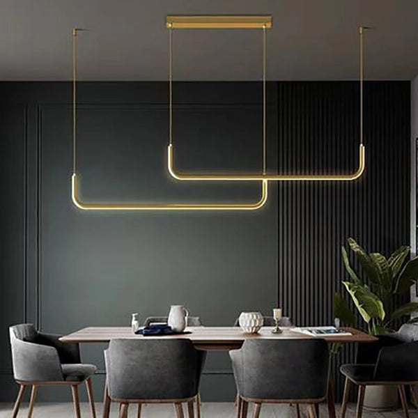 Gold Linear Strip Pendant Light