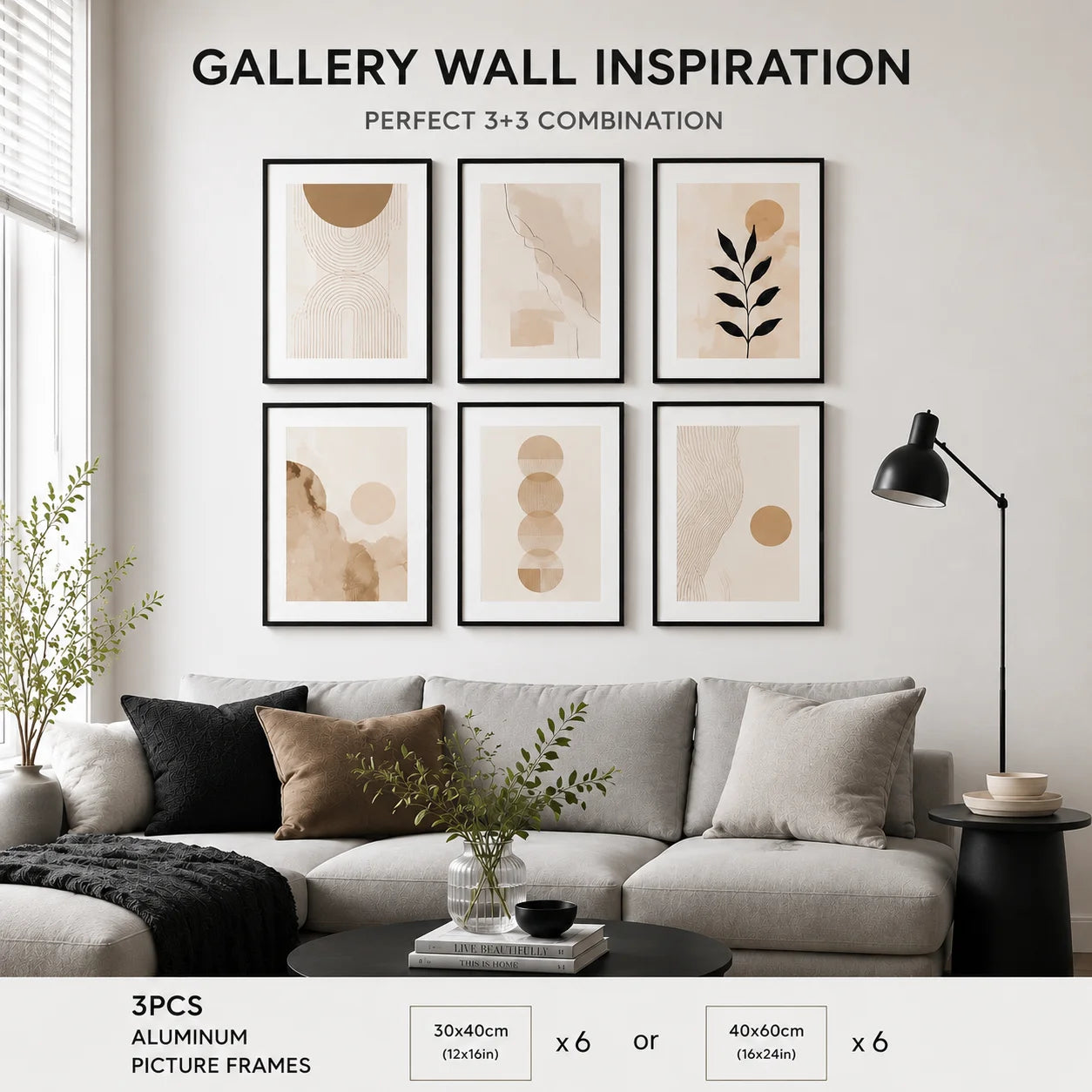 Black Aluminum Gallery Frame Set of 3