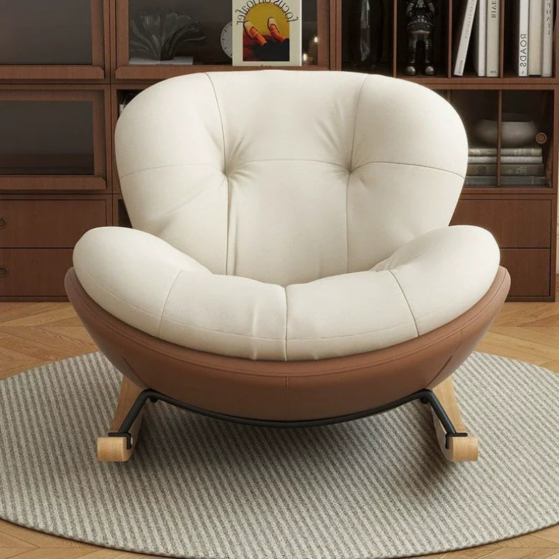 Nordic Half-wrapped Velvet Cat-Scratch Leather Iron Rocking Chair