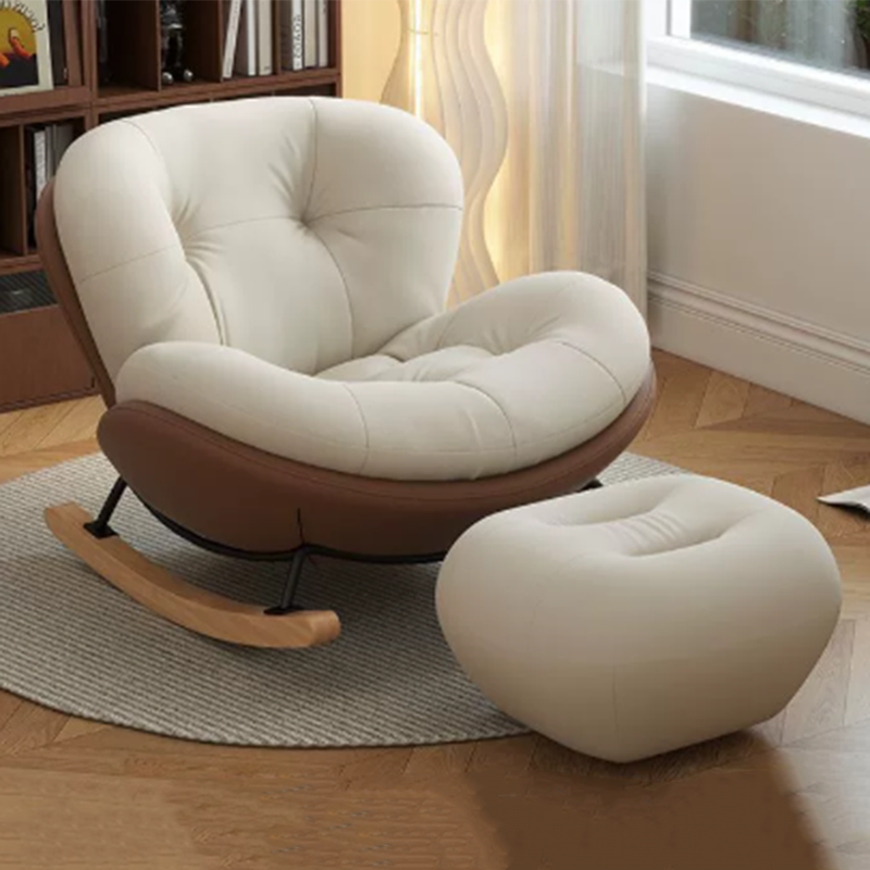 Nordic Half-wrapped Velvet Cat-Scratch Leather Iron Rocking Chair