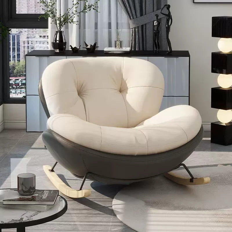 Nordic Half-wrapped Velvet Cat-Scratch Leather Iron Rocking Chair