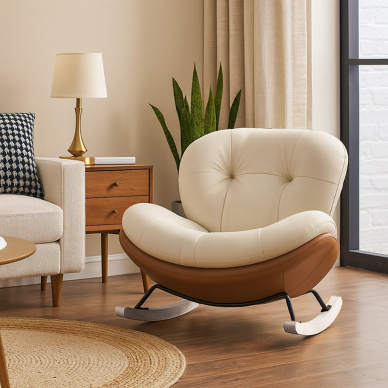 Nordic Half-wrapped Velvet Cat-Scratch Leather Iron Rocking Chair