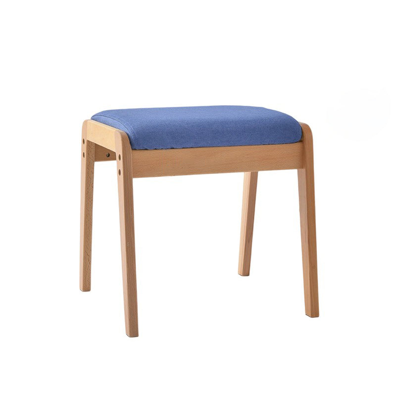 Modern Minimalist Rectangular Solid Wood Linen Comfort Vanity Stool For Bedroom