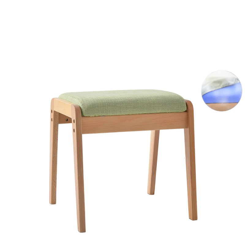 Modern Minimalist Rectangular Solid Wood Linen Comfort Vanity Stool For Bedroom