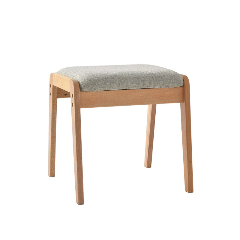 Modern Minimalist Rectangular Solid Wood Linen Comfort Vanity Stool For Bedroom