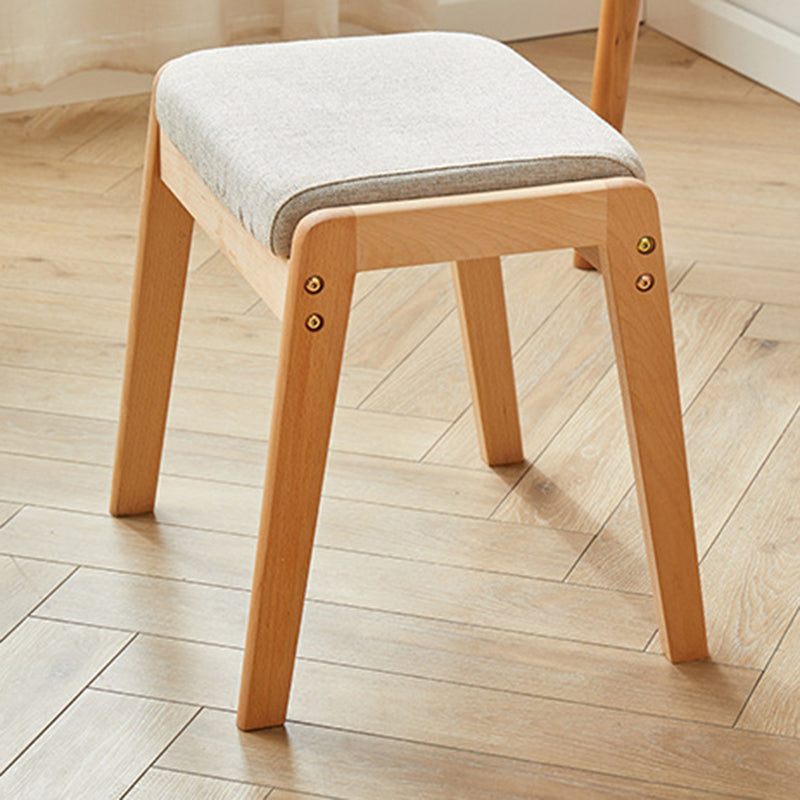 Modern Minimalist Rectangular Solid Wood Linen Comfort Vanity Stool For Bedroom