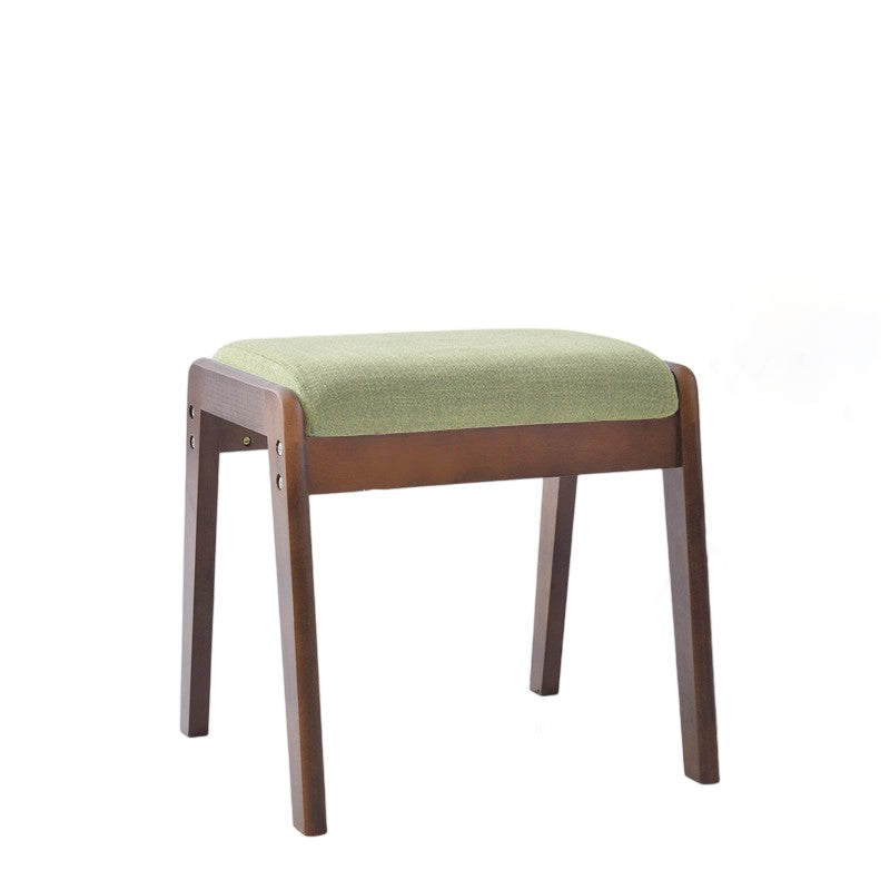 Modern Minimalist Rectangular Solid Wood Linen Comfort Vanity Stool For Bedroom