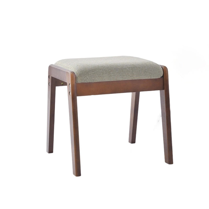 Modern Minimalist Rectangular Solid Wood Linen Comfort Vanity Stool For Bedroom