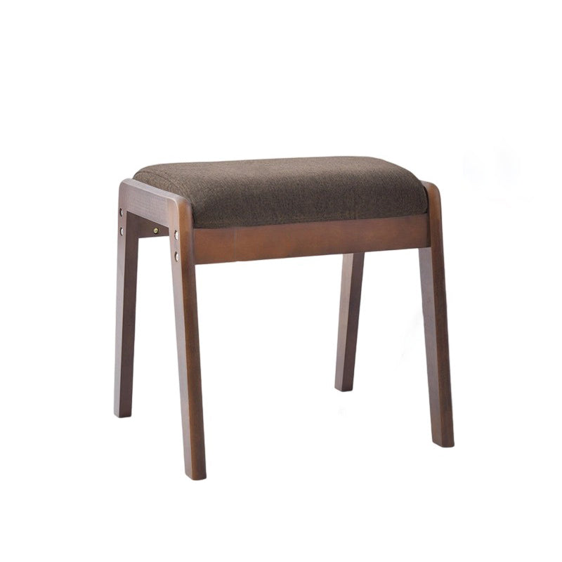Modern Minimalist Rectangular Solid Wood Linen Comfort Vanity Stool For Bedroom
