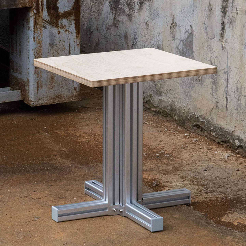 Modern Minimalist Birch Plywood & Aluminum Square/Round Coffee Table Water-Resistant For Indoor & Outdoor Use