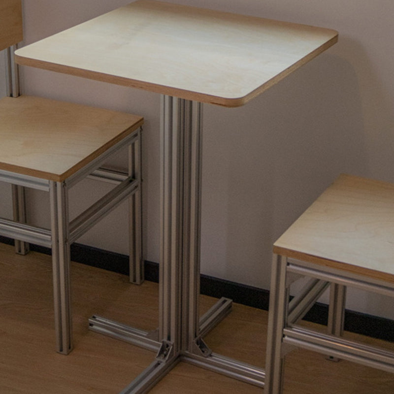 Modern Minimalist Birch Plywood & Aluminum Square/Round Coffee Table Water-Resistant For Indoor & Outdoor Use