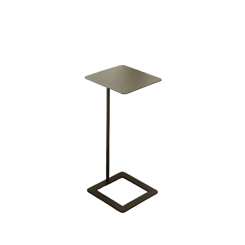 Modern Minimalist Square Rounded-Corner Wrought Iron Side Table 1-Tier For Living Room