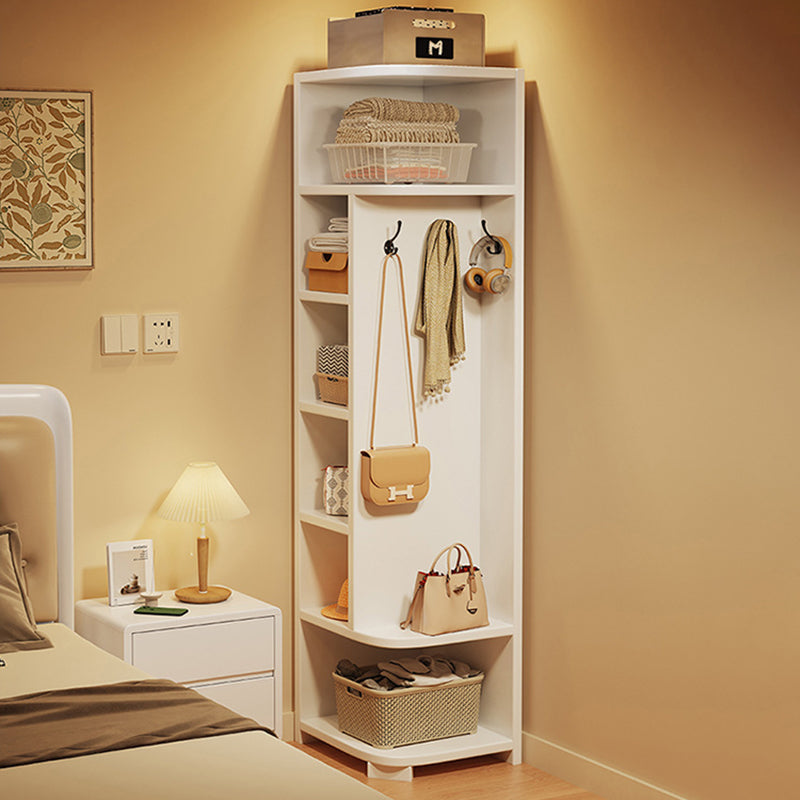 Modern Minimalist Rubberwood Rectangular Corner Shelf Unit With 7-Tier Storage For Bedroom & Living Room