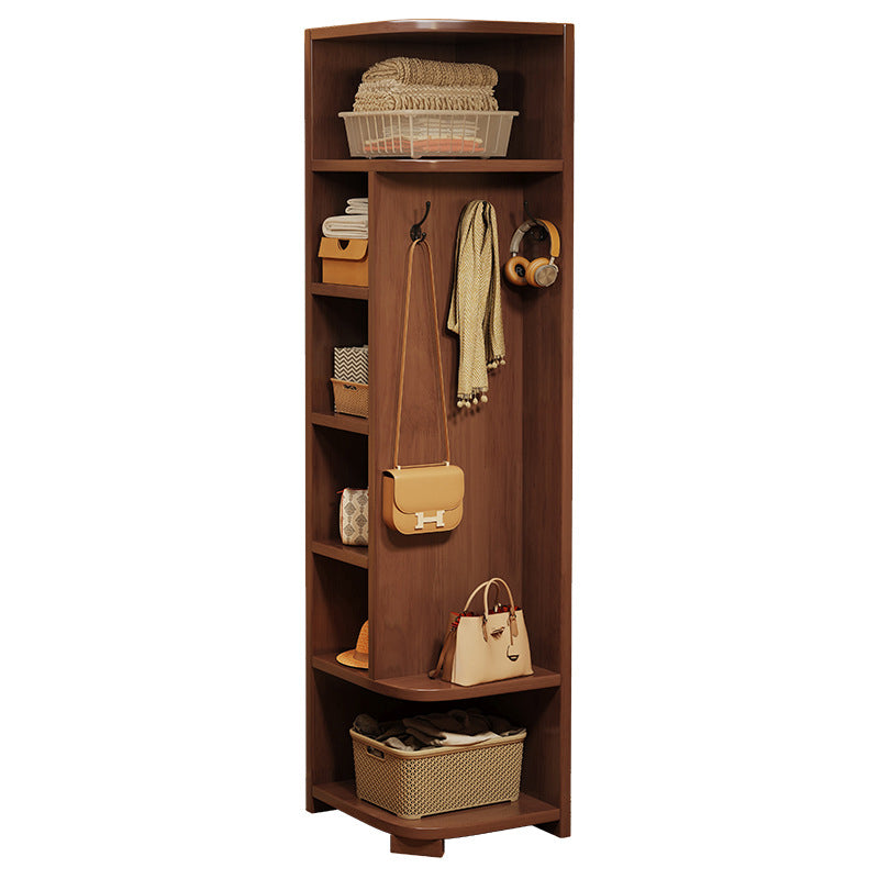 Modern Minimalist Rubberwood Rectangular Corner Shelf Unit With 7-Tier Storage For Bedroom & Living Room