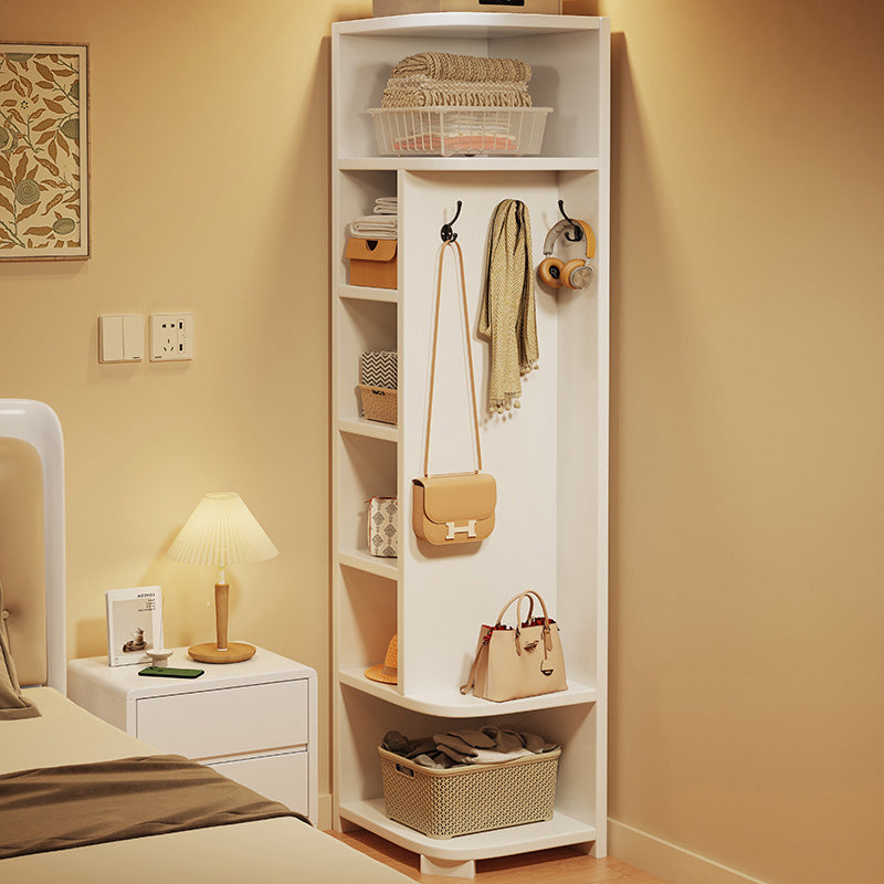 Modern Minimalist Rubberwood Rectangular Corner Shelf Unit With 7-Tier Storage For Bedroom & Living Room