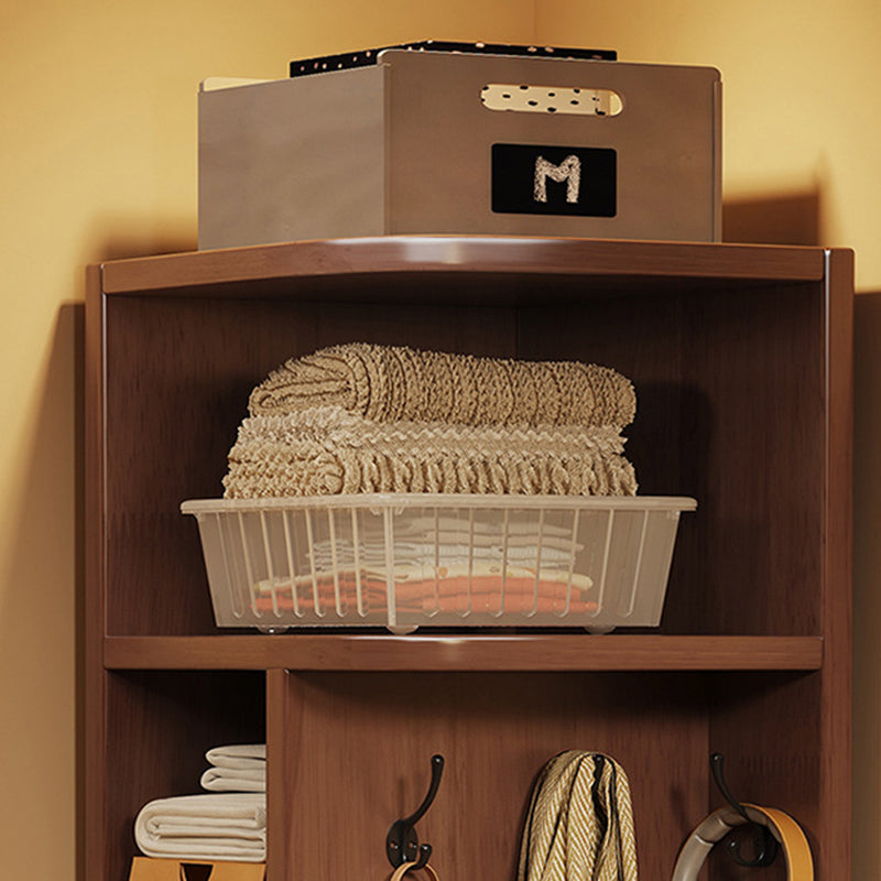 Modern Minimalist Rubberwood Rectangular Corner Shelf Unit With 7-Tier Storage For Bedroom & Living Room