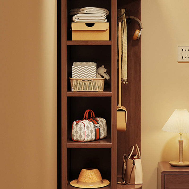 Modern Minimalist Rubberwood Rectangular Corner Shelf Unit With 7-Tier Storage For Bedroom & Living Room