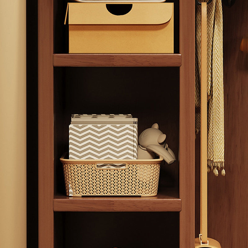 Modern Minimalist Rubberwood Rectangular Corner Shelf Unit With 7-Tier Storage For Bedroom & Living Room