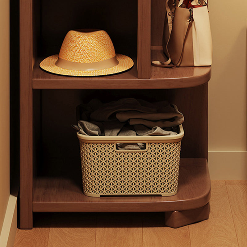 Modern Minimalist Rubberwood Rectangular Corner Shelf Unit With 7-Tier Storage For Bedroom & Living Room