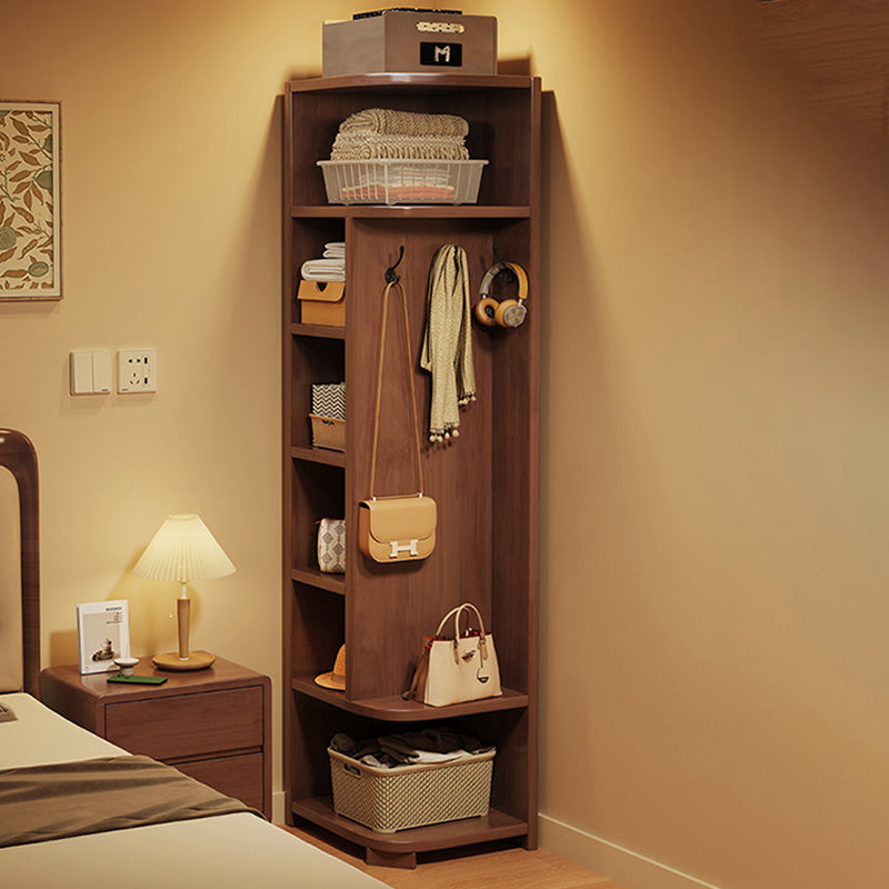Modern Minimalist Rubberwood Rectangular Corner Shelf Unit With 7-Tier Storage For Bedroom & Living Room