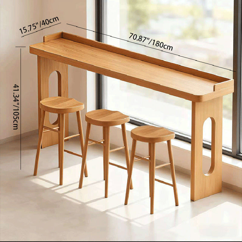 Modern Minimalist Solid Wood Rectangular Bar Table For Dining Room & Cafe