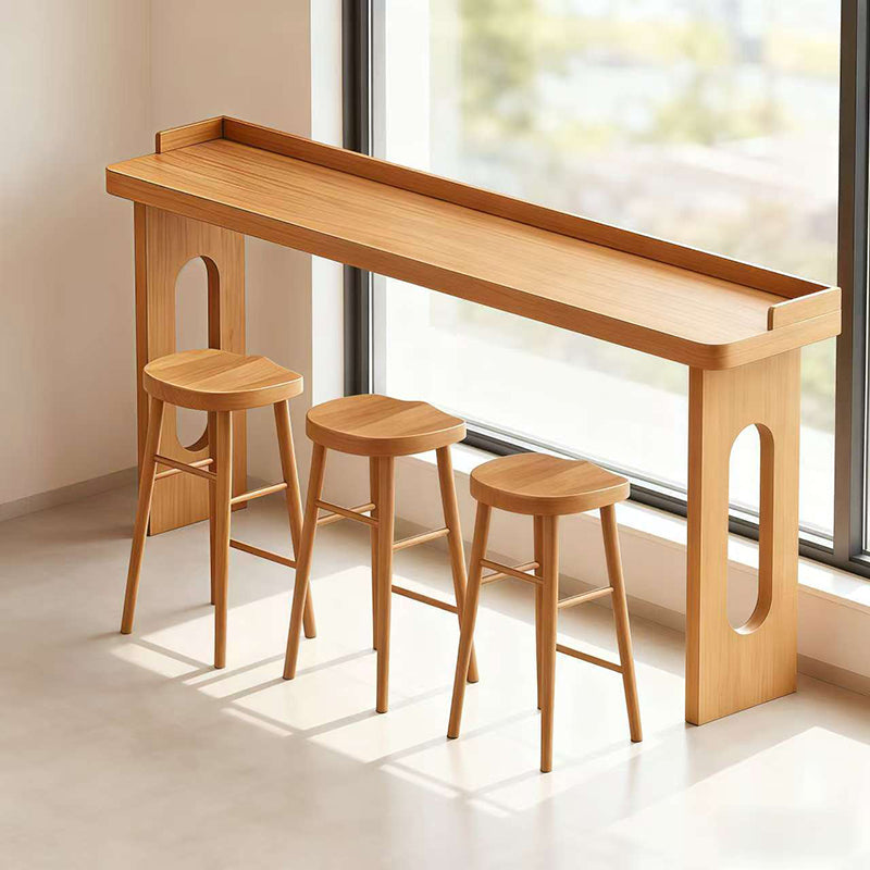 Modern Minimalist Solid Wood Rectangular Bar Table For Dining Room & Cafe