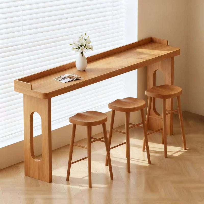 Modern Minimalist Solid Wood Rectangular Bar Table For Dining Room & Cafe